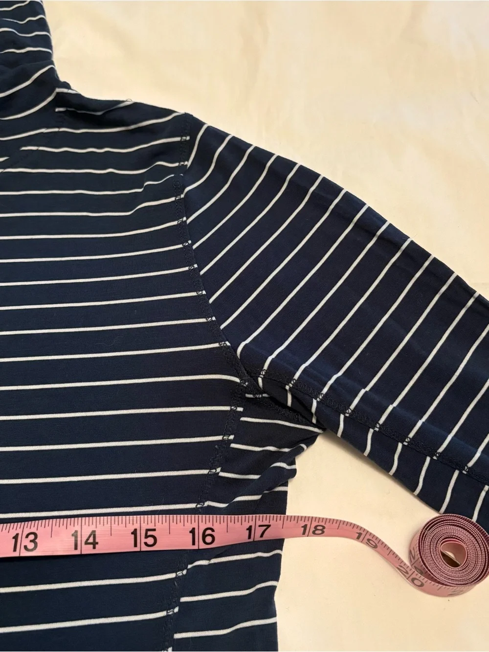Prana Navy and White Striped Hooded Pullover